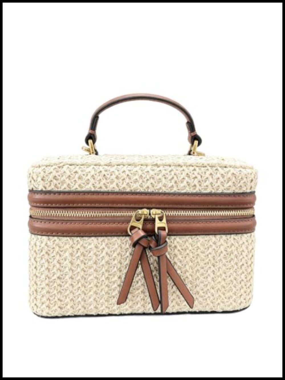 Boho Straw Satchel Crossbody Purse w/ Top Handle, Woven Summer Beach Handbag